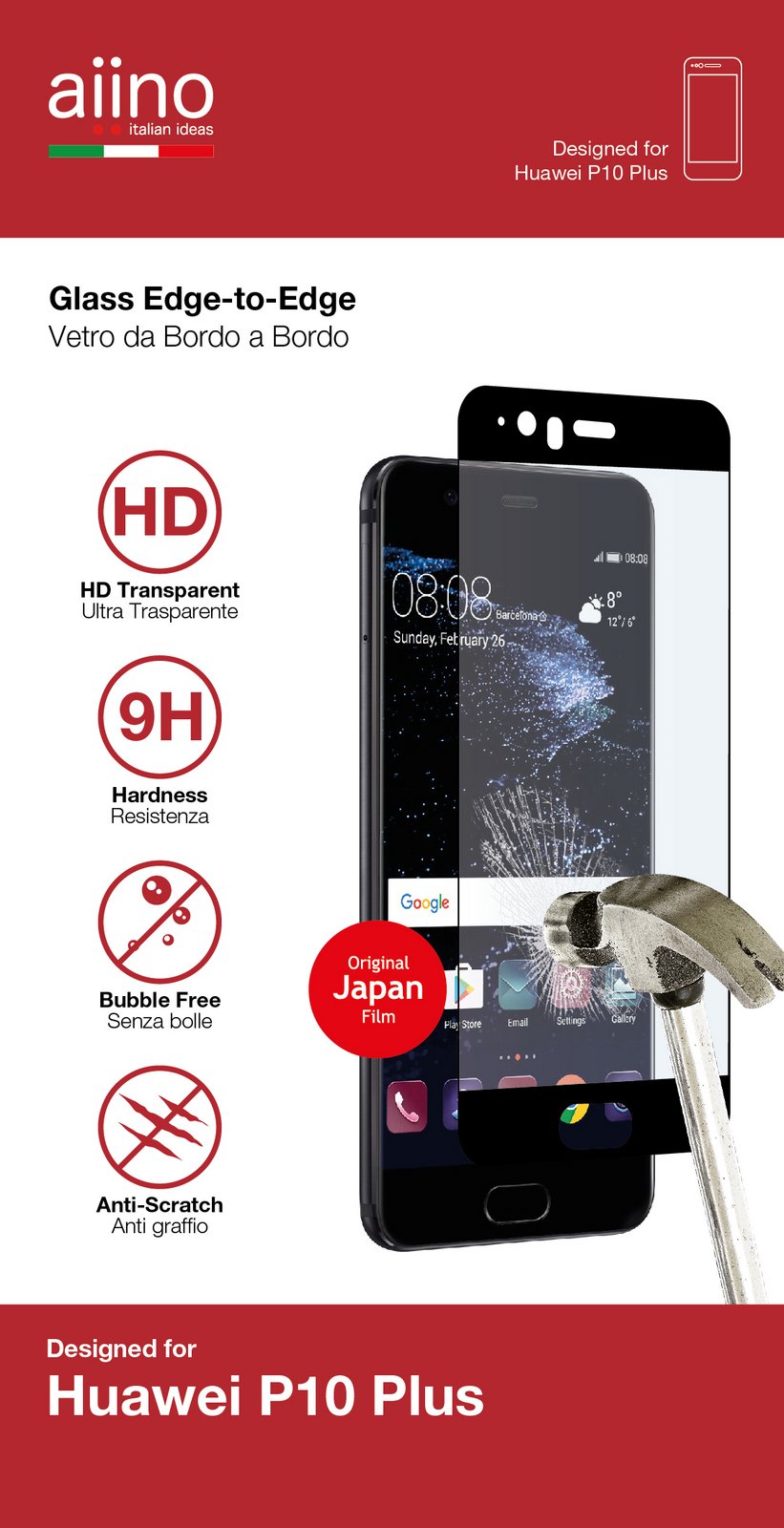 Aiino aisphup10p-glsbk Screen Protector for Huawei P10 Plus, Black