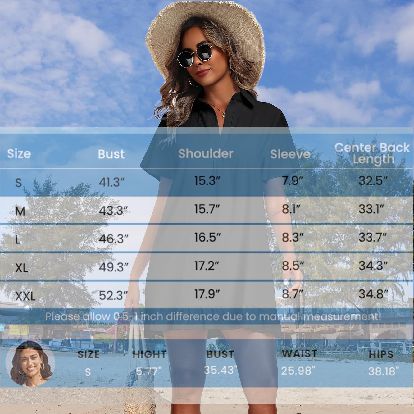 AI'MAGE Womens Swimsuit Coverup Short Sleeve Beach Bathing Suit Cover Up Swimwear Flowy Ruffle Bikini Dress Shirt - Image 6