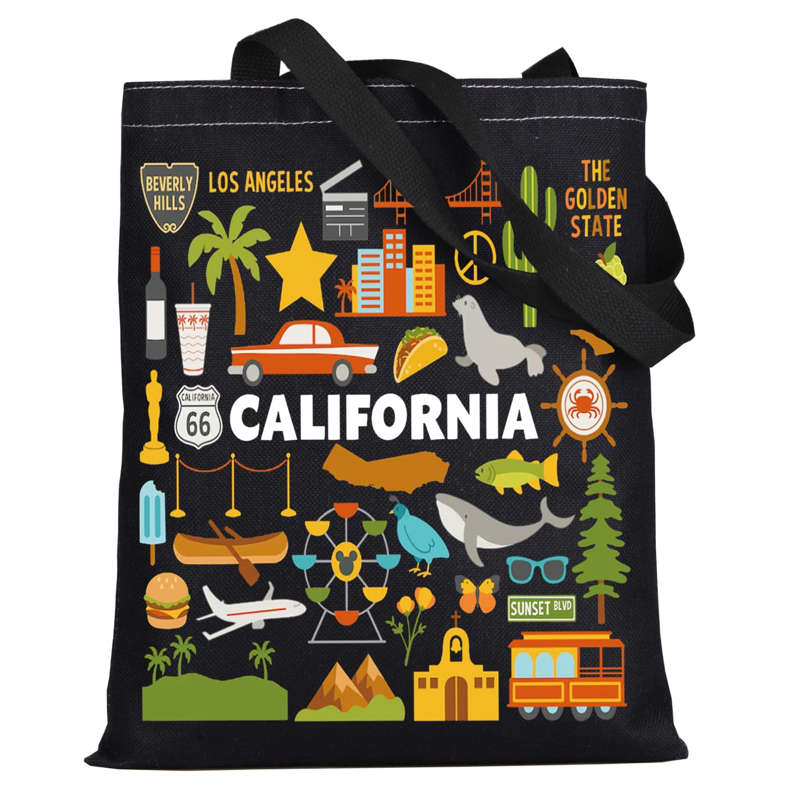 WZMPA California Travel Tote Bag - Vacation Gift & Shopping Grocery Bag - Souvenir Gift