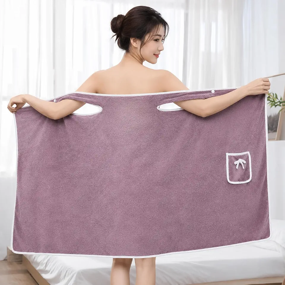 Roupão de banho de lã coral espesso premium, toalha absorvente para adultos, roupão pós-chuveiro para uso doméstico para mulheres e homens