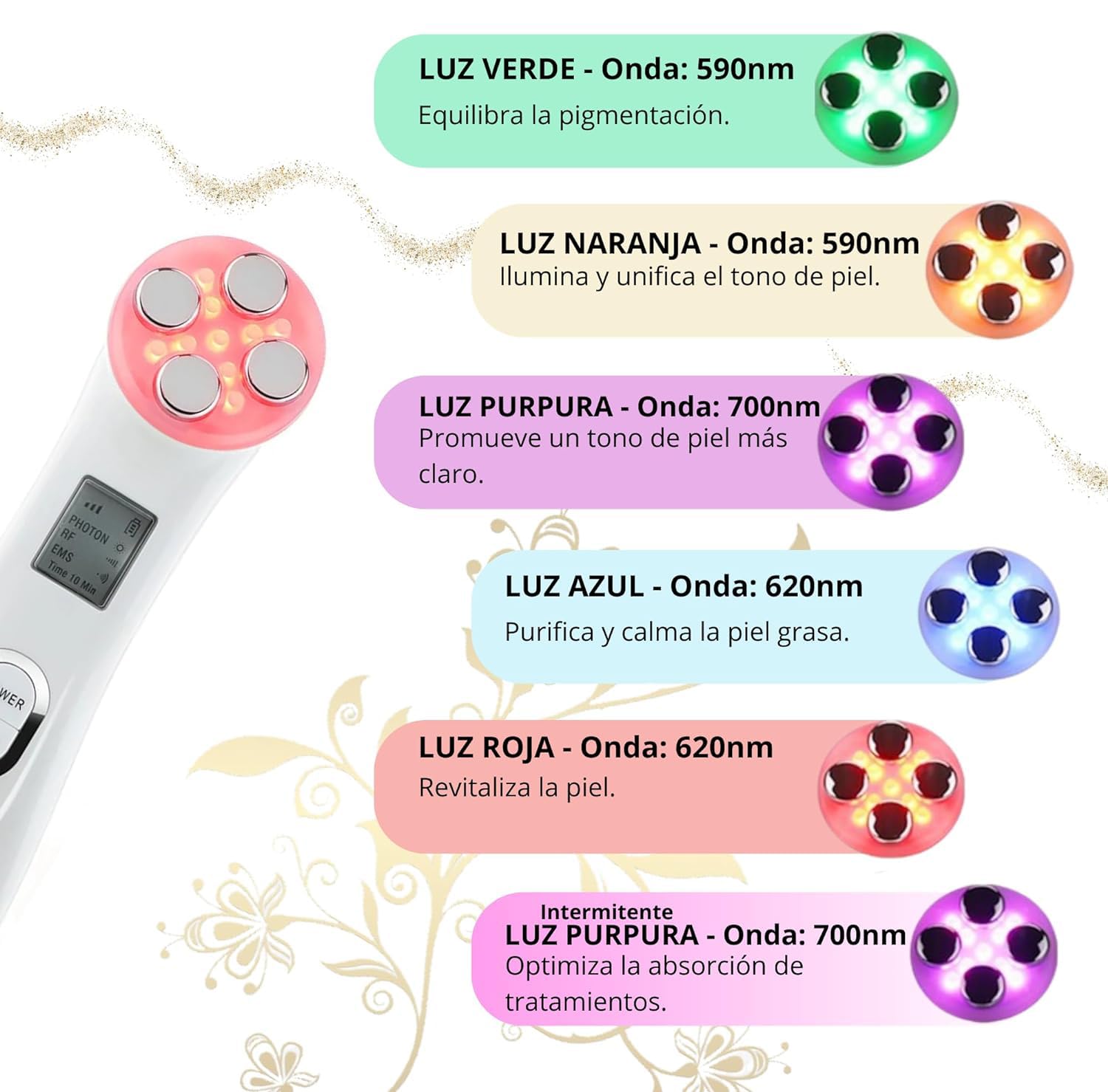 Stock - Massaggiatore per il viso, radiofrequenza, 5 in 1 Rf LED, dispositivo viso ad ultrasuoni, ringiovanimento, pulizia profonda, cura del viso, massaggio per viso