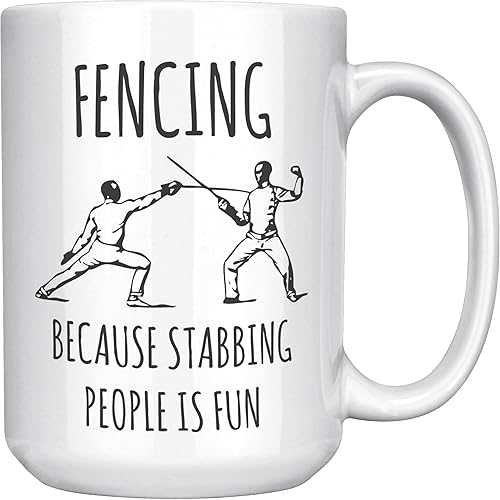 Miniatura 6 de Taza de esgrima divertida, esgrima porque apuñalar a la gente es divertida, taza de café de esgrima
