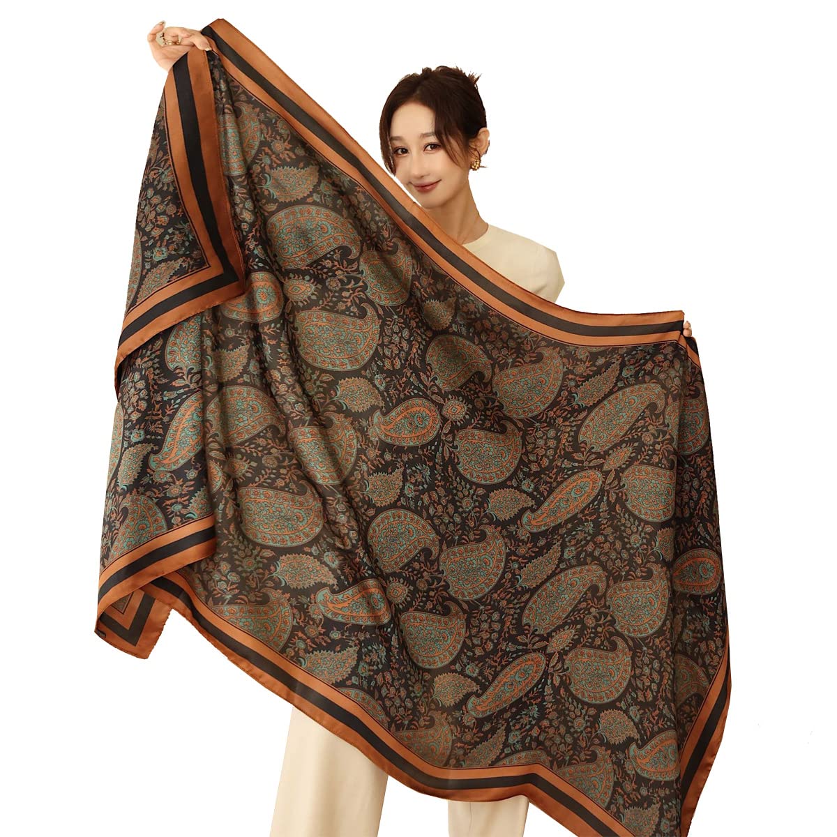 K-ElewonFashion Scarves Silk Feeling Scarf Long Lightweight Shawls for Women