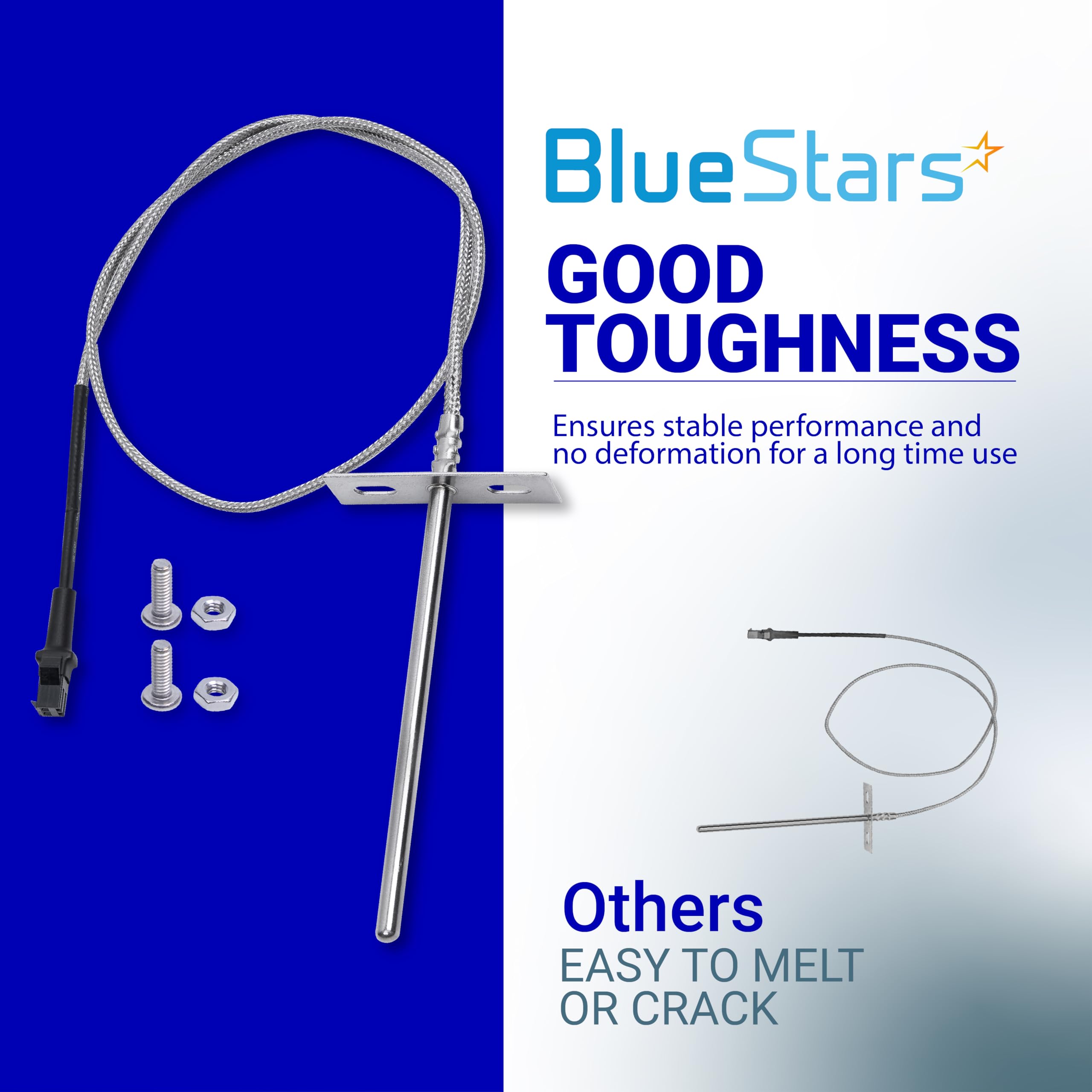 Sensore di temperatura BlueStars RTD, compatibile con griglie a pellet Pit Boss e affumicatore, sostituzione sonda temporanea, sensore sonda per carne PB1000XL-025-R00 V2 (70123-AMP)