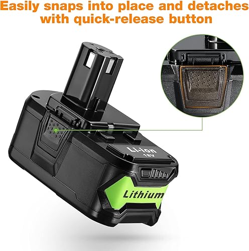 Miniatura 5 de KEEPTOP Batería de repuesto de 18 V 6.5 Ah compatible con batería de litio de 18 V P102 P103 P105 P107 P108 P109 ONE+ herramienta inalámbrica, 2