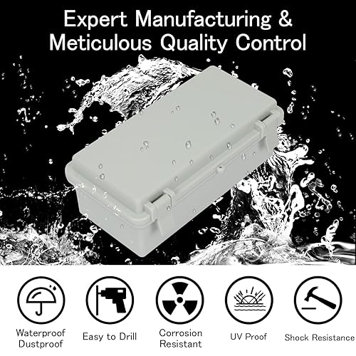 Vista 44 de Caja de conexiones IP65 impermeable de plástico ABS con bisagras, cubierta transparente de policarbonato, caja de proyectos eléctricos con placa