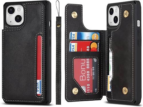 Cavor Funda tipo cartera para iPhone 13 con soporte para tarjetas soporte giratorio de 360 cuerpo completo a prueba de golpes con ranura para