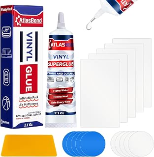 ATLASBOND Air Mattress Patch Kit - Heavy Duty Vinyl PVC Glue Repair for Inflatables, Pools, Hot Tubs, Bounce Houses & More