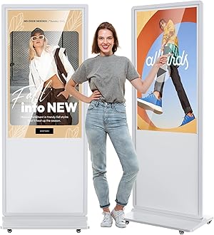 JASZDOT 55 Inch Digital Signage Display, LCD Screen Digital Kiosks & Interactive Displays 4K Totem Floor Standing Auto AD Player with USB/HDMI/WiFi Android OS