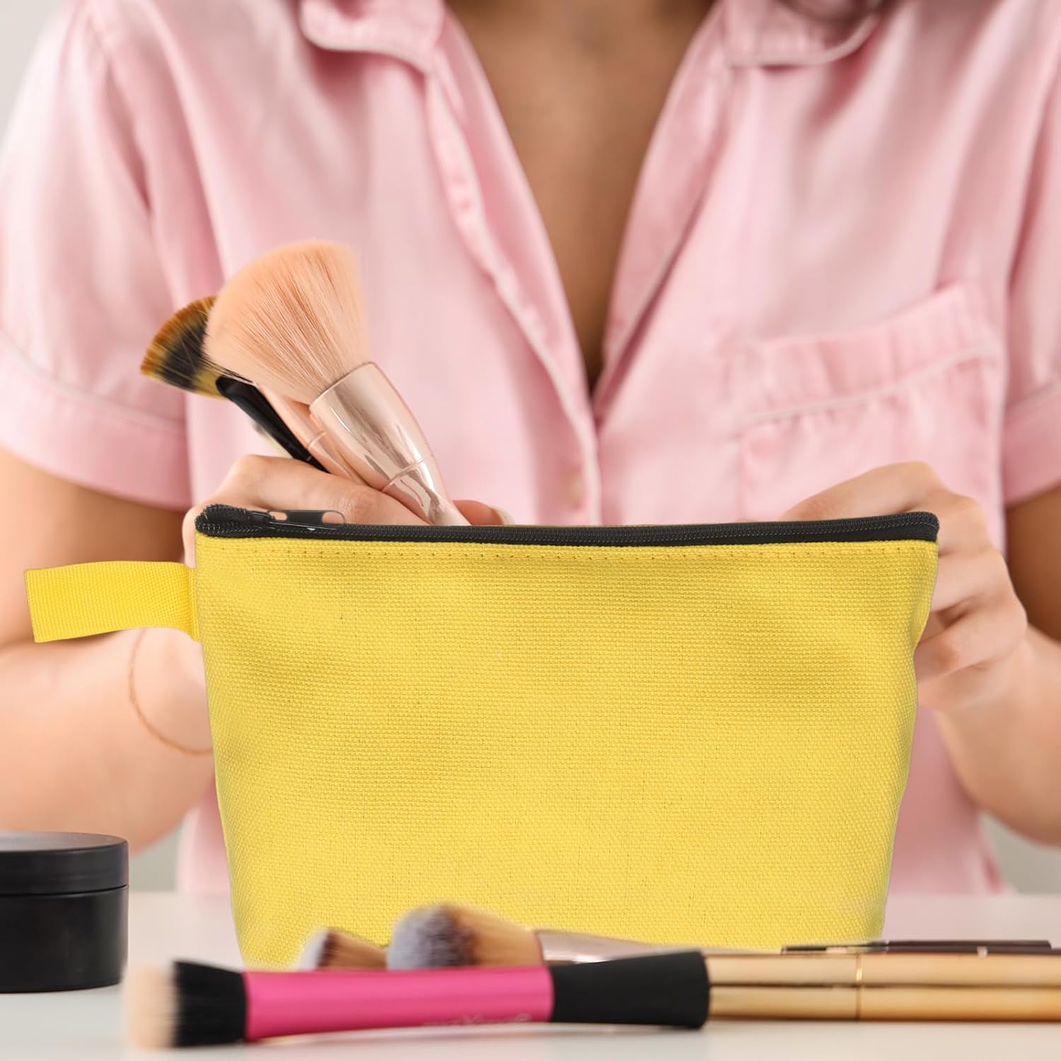 uxcell Canvas Makeup Bags, 10pcs Travel Cosmetic Bags Bulk, Multipurpose Plain Toiletry Zipper Pouches Blank DIY Craft Bags Pencil Bag for Women Teens, Red(7.5 x 5 x 1.8inch) - Image 6