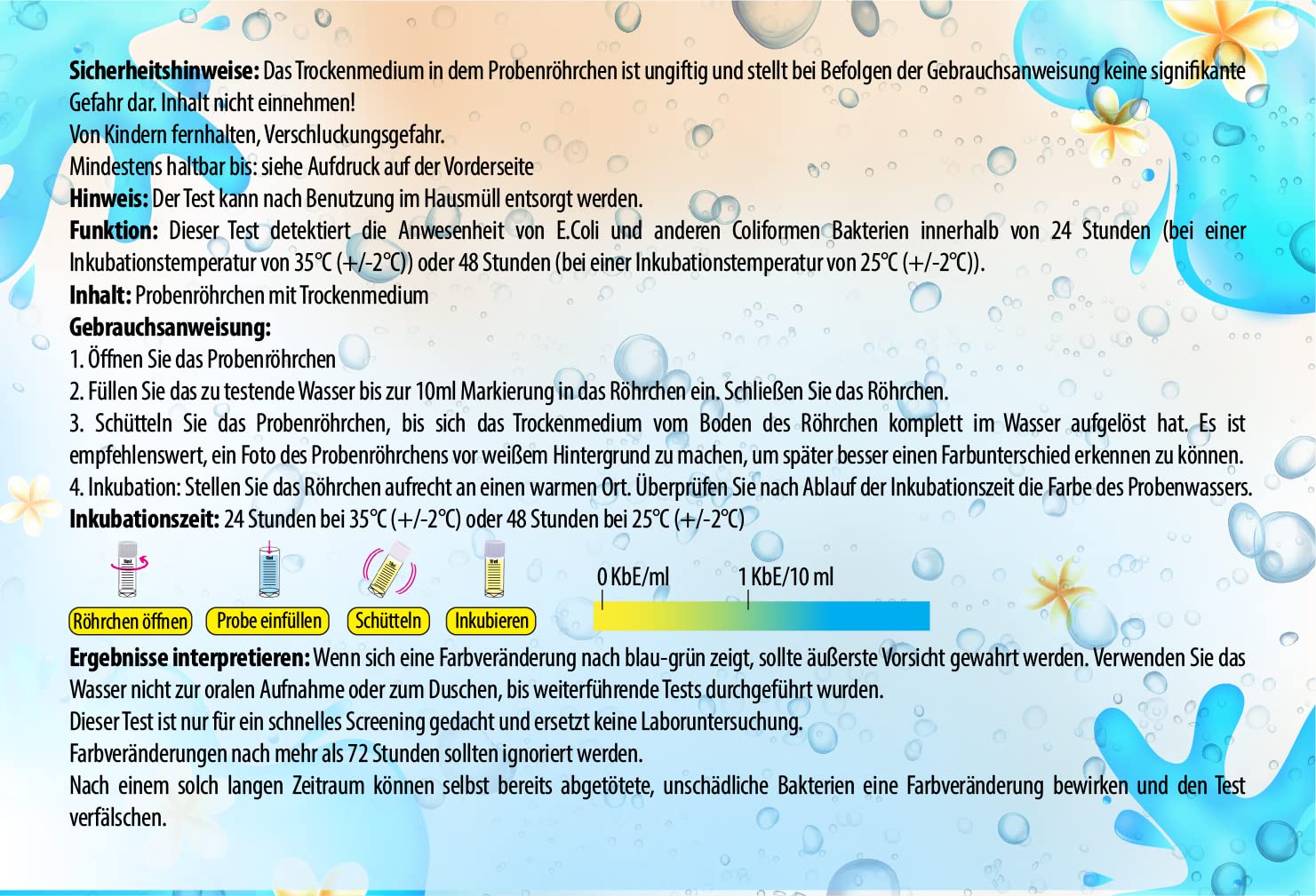 Test dell'acqua per batteri Coliforme E.coli Test in acqua potabile e pozzo Check (2 set di test)