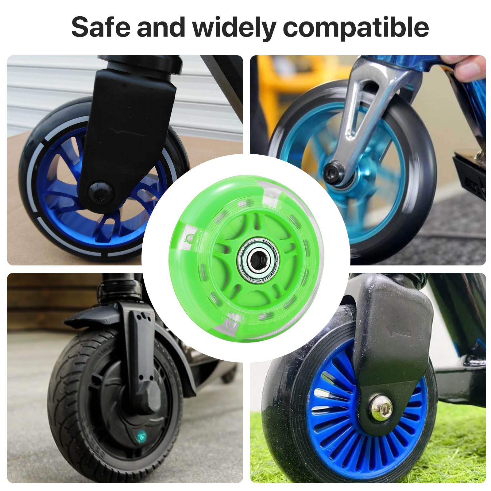 Lot De 2 Roues LED 80 Mm Pour Scooter - Roulements ABEC9 - Compatible Micro, Globber