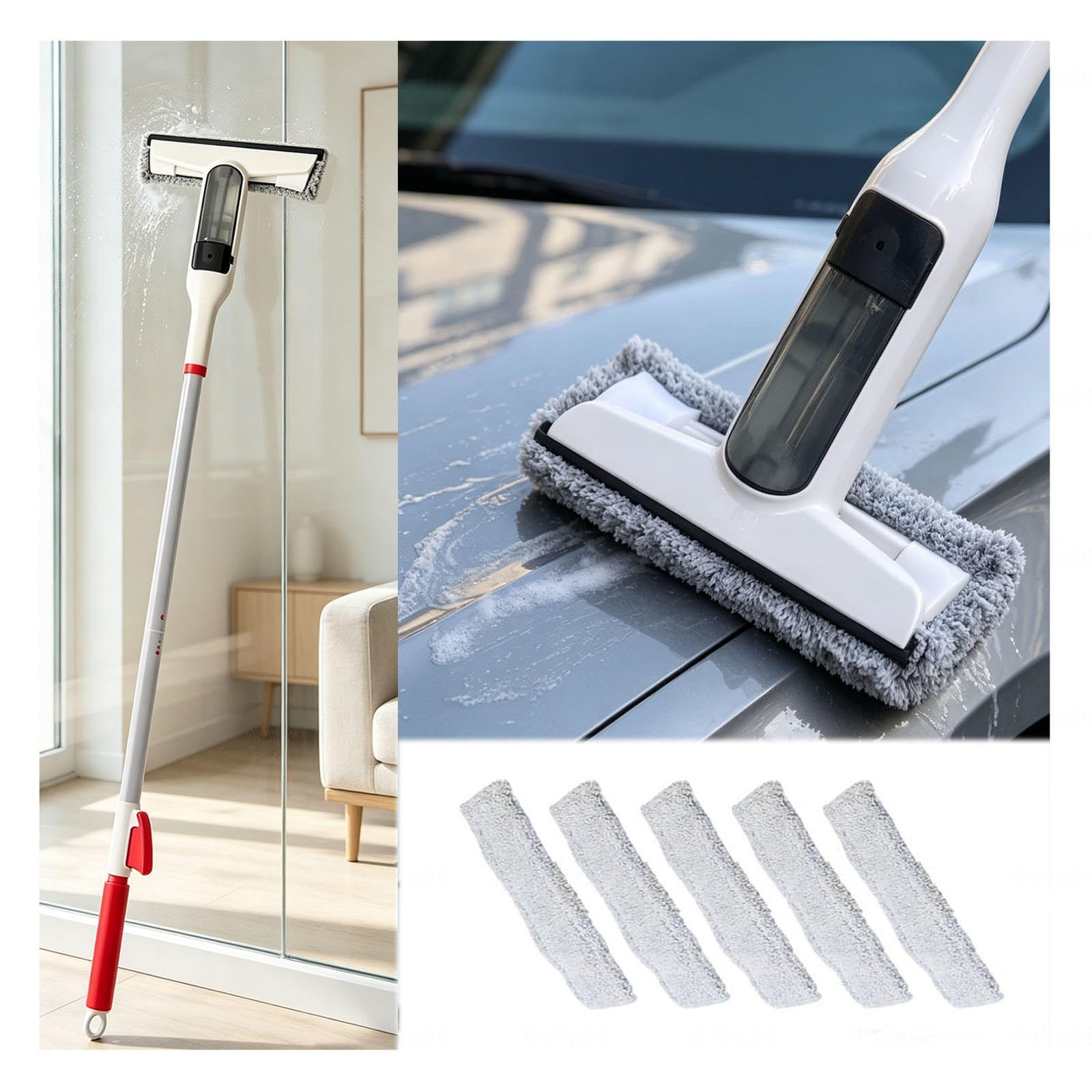 Limpiacristales con Pulverizador Incluye 5 Paños de Limpieza Limpiador de Ventanas Adecuado para Múltiples Escenarios