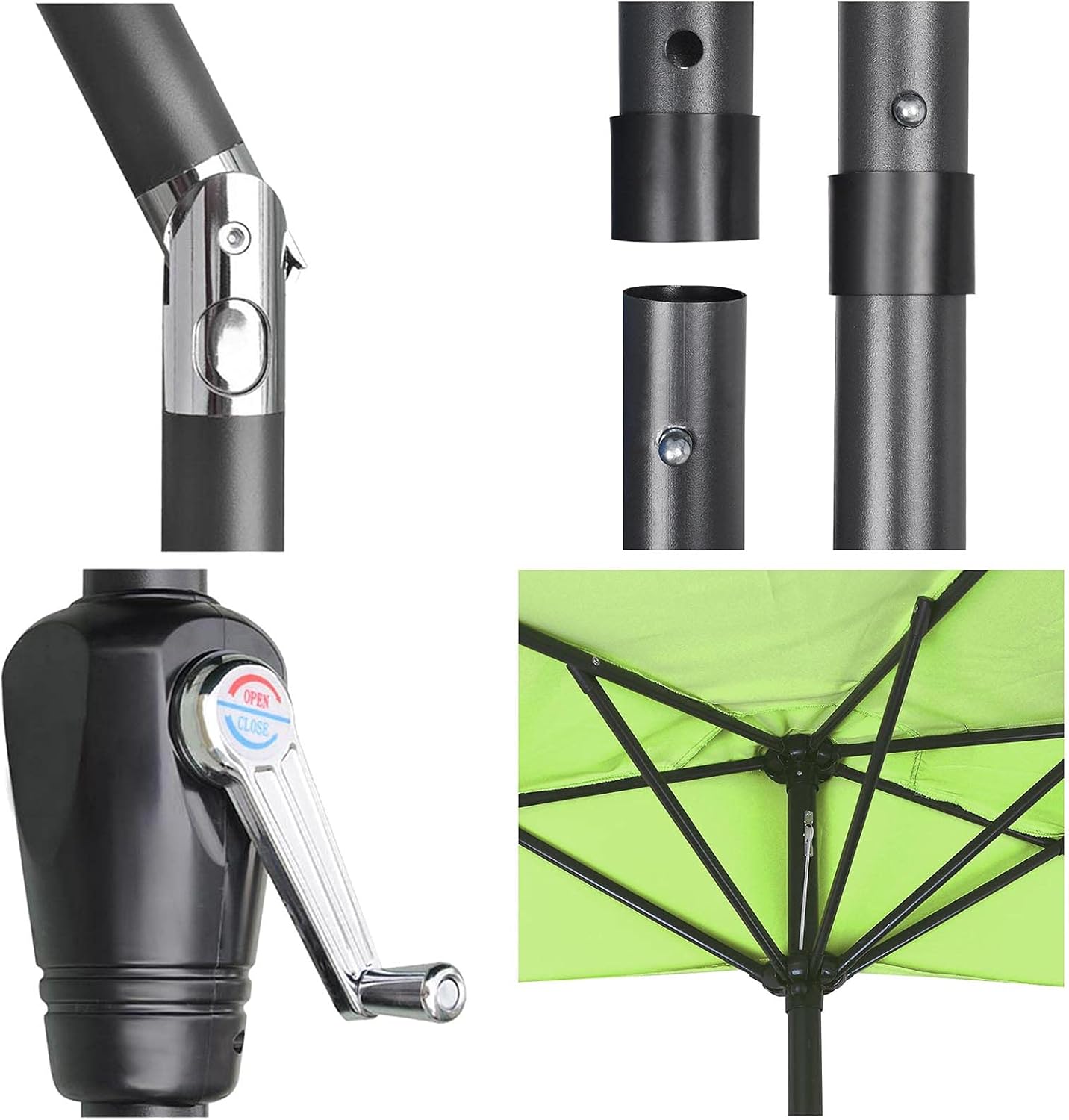 Umbrellas 10 ft Half Round Outdoor Patio Market with Tilt Crank and 5 Ribs Waterproof Anti-UV Polyester Cloth Suitable for Café Deck Wall Balcony Window Or Terrace