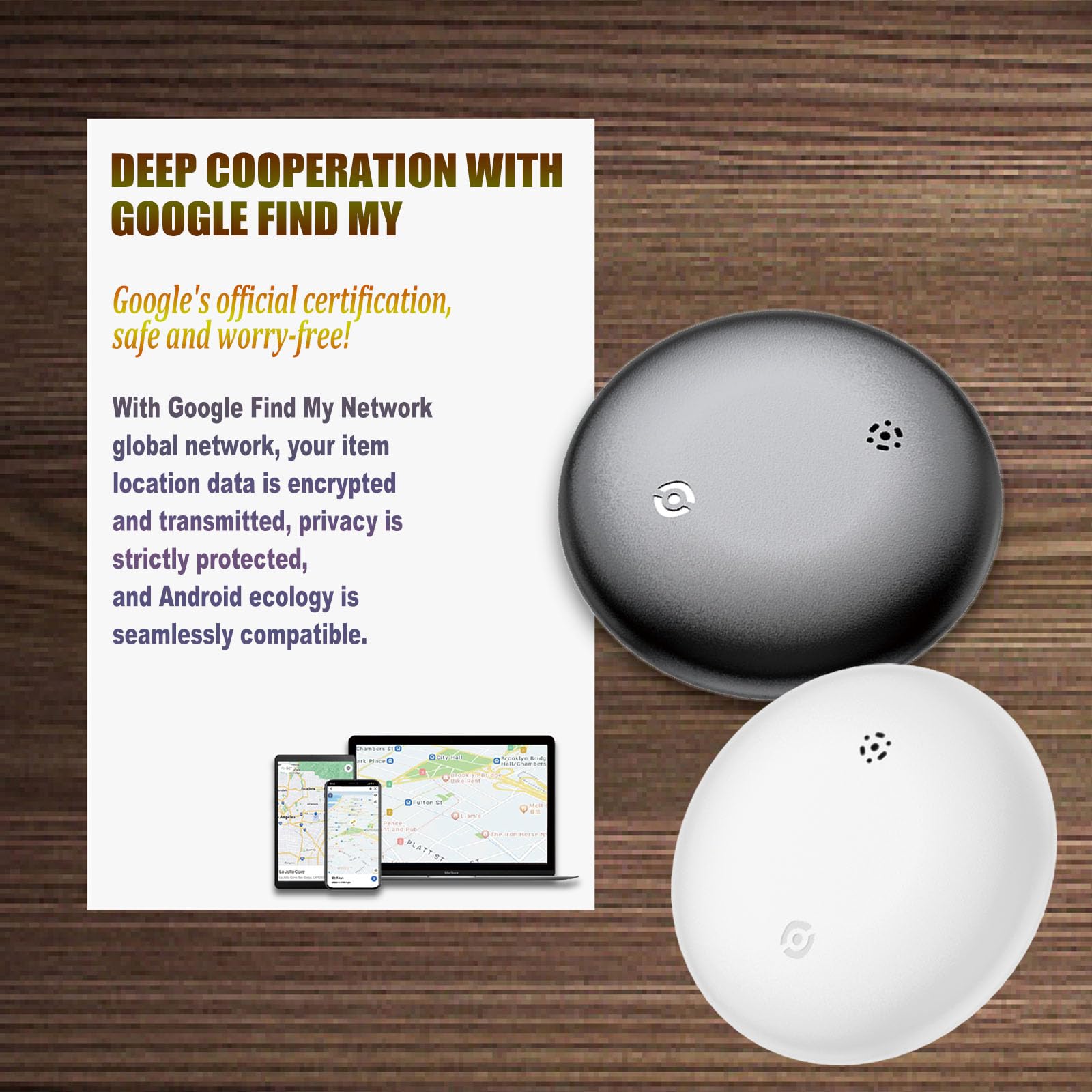 JieWeiXun Localisateur GPS mondial ultra fin pour clés/portefeuille/bagages via Google Find My Network (Noir, 4 pièces)