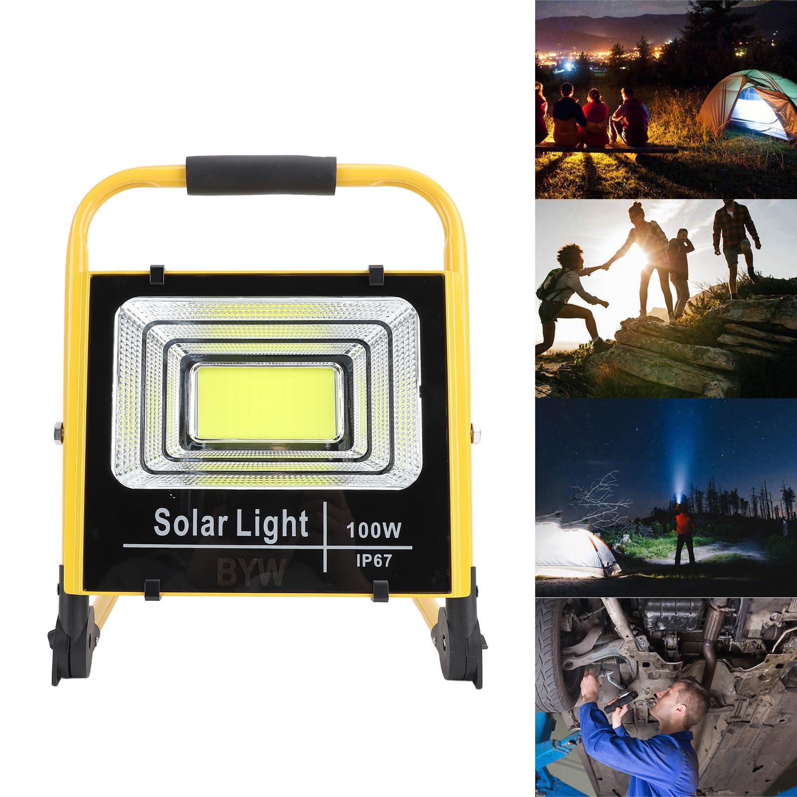 Fafeicy Faro da Lavoro a LED da 100W 20000LM IP67, Portatile e Ricaricabile, Ideale per Edilizia, Campeggio e garage. (Lega di alluminio + acciaio legato + PC 2)