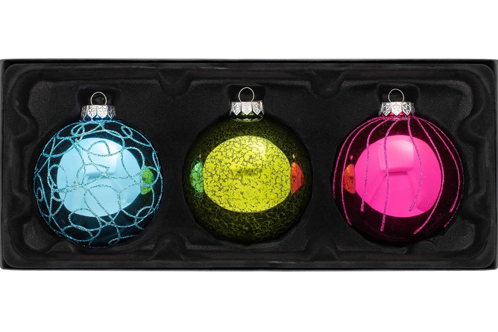 WeRChristmas Glass Christmas Tree Traditional Baubles, Multi-Colour, 11 cm, WRC-9642