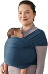Ergobaby Sustainable Knit Aura Baby Carrier Wrap for Newborn to Toddler (3-11 kg), Twilight Navy