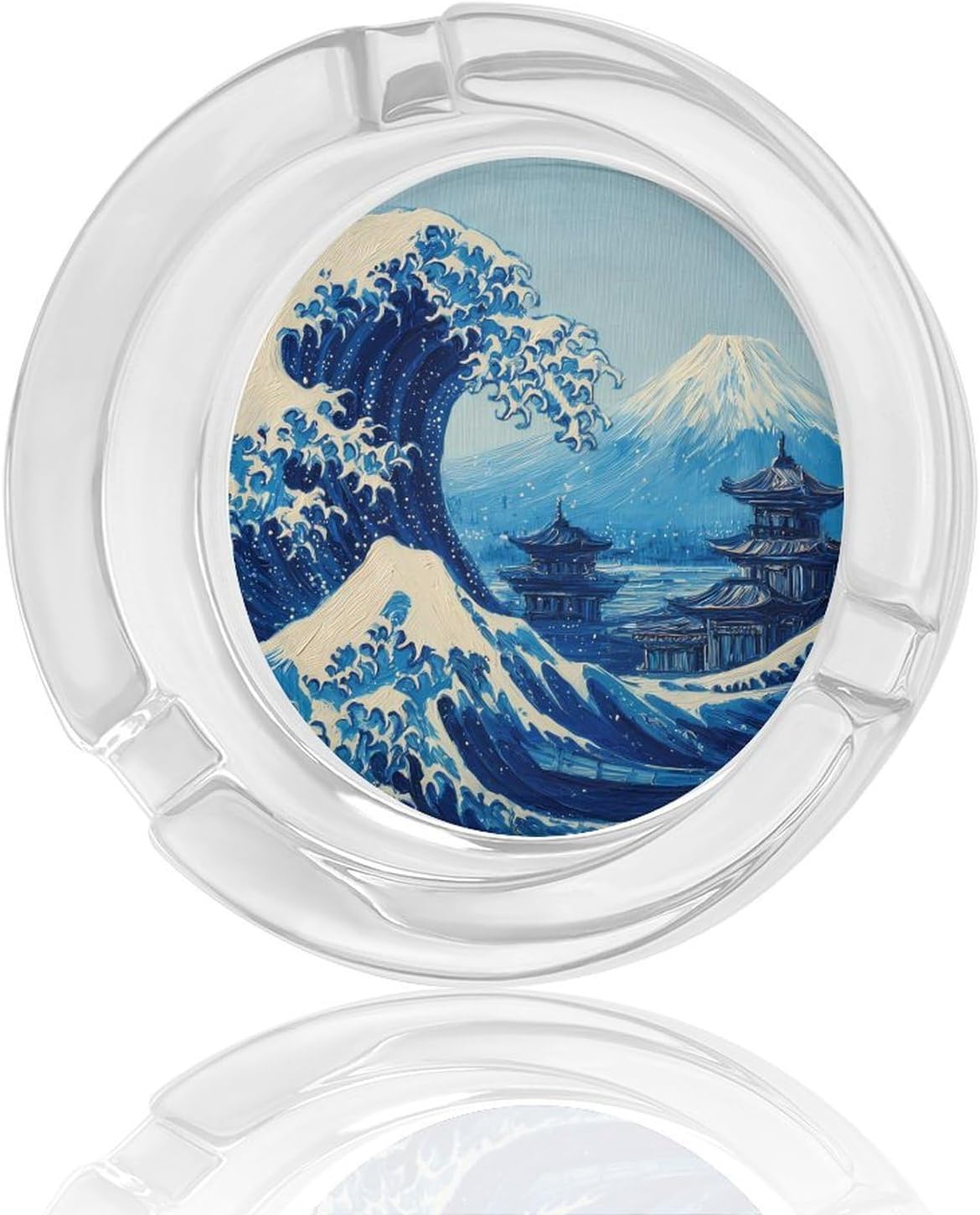 Kanagawa Wave Mount Fuji Japanese Glass Ashtray for Cigarettes Home Office image 3