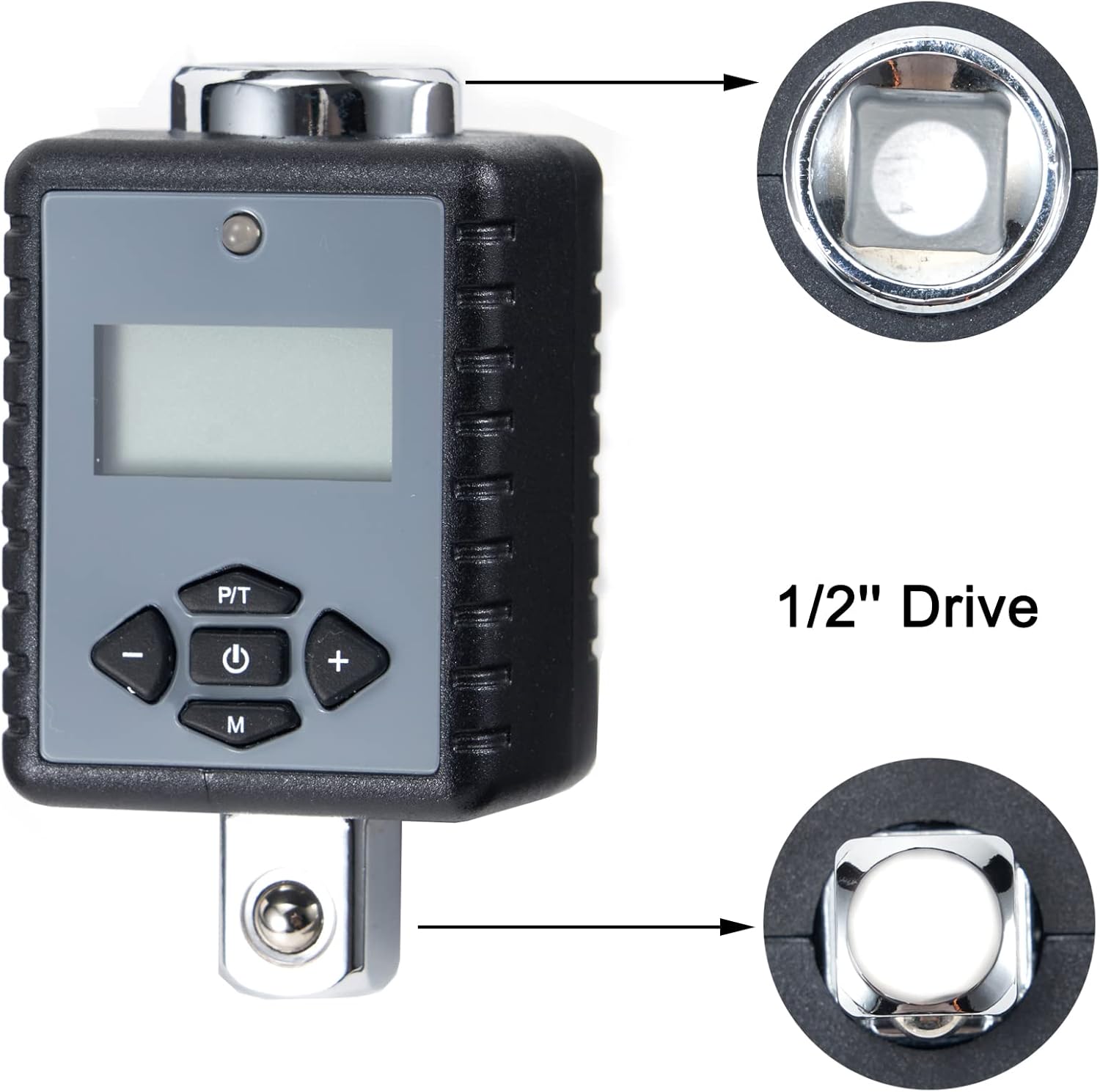 ThreeH 1/2''(1.5 to 147.6 ft-lbs.) Heavy Duty Digital Torque Adapter with LED&Buzzer Alert (1/2'' Drive & includes adapters for 3/8'' and 1/4'')