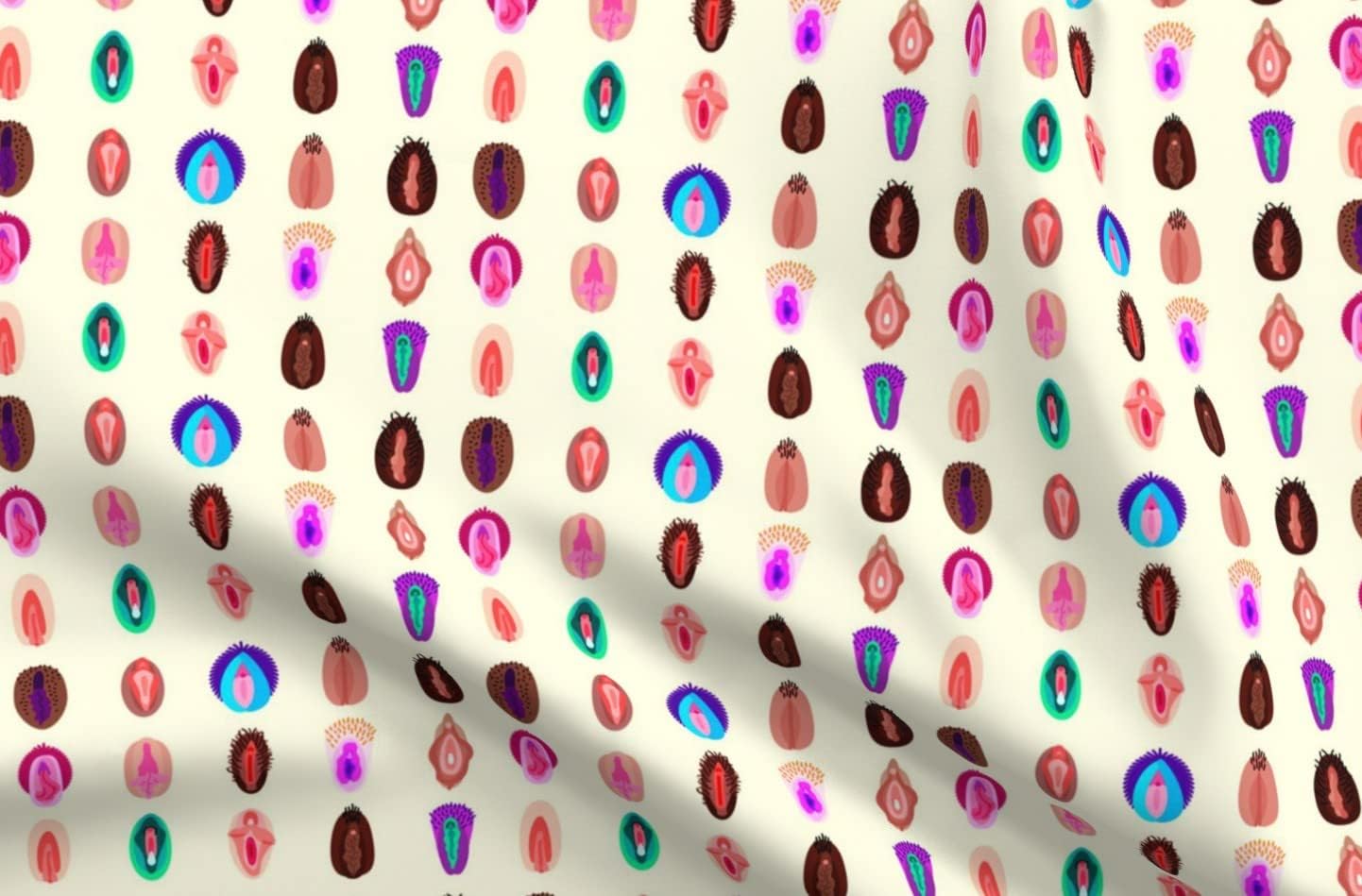 Spoonflower Fabric - Purple Pink Large Women Girl Power Uterus Womb Female Anatomy Printed on Organic Cotton Sateen Fabric by The Yard - Sewing Quilting Apparel Home Decor