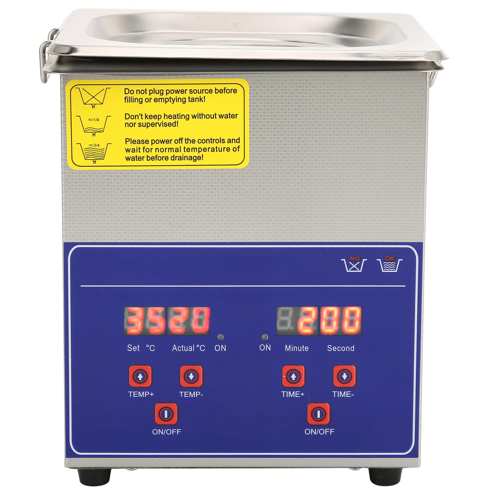 AUNMAS 2L Myjka Ultradźwiękowa Cyfrowy Zegar ze Stali Nierdzewnej 40KHz 60W do Czyszczenia Biżuterii w Laboratorium Przemysłowym (Wtyczka UE 220 V)