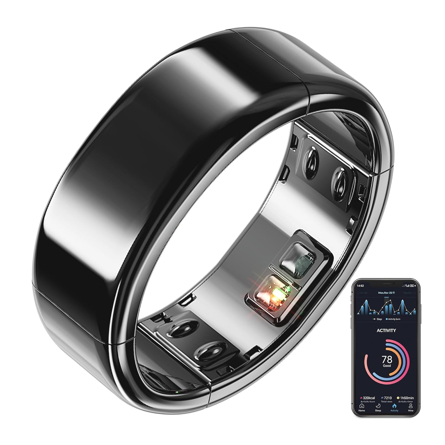 Circul Smart Ring-Adjustable Wearable Ring for Men Women Blood Oxygen Blood Pressure Ring No App Subscription Fitness Ring