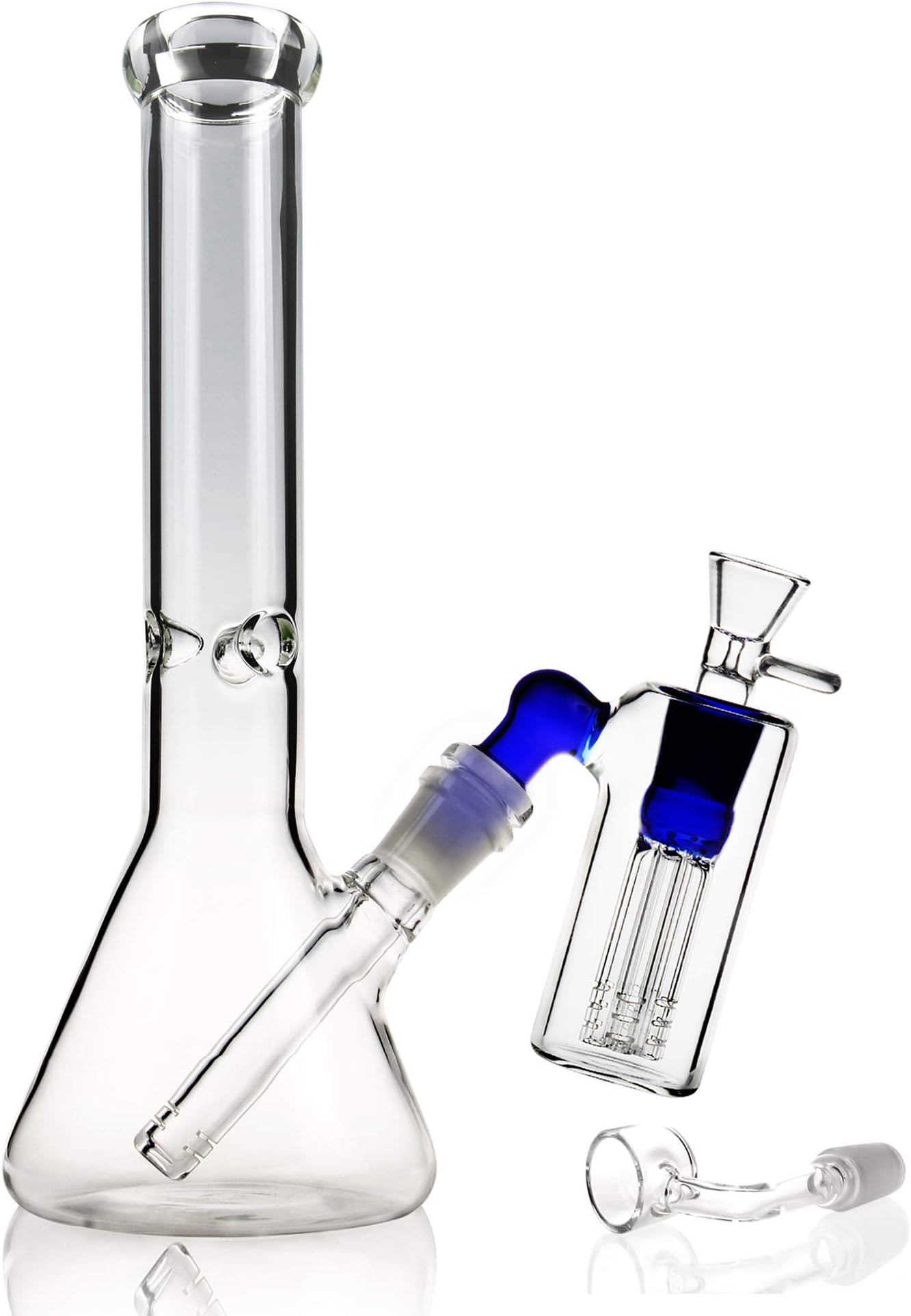 REAMIC (Simple B) Recycler Glass Bongs Simple Bong Bubbler Bong 14.5mm Bong Bowl Height 27cm Straight Glass Pipes Honeycomb Branch Bong Water Oil Rigs Pipe Big Bongs Glass ¡­