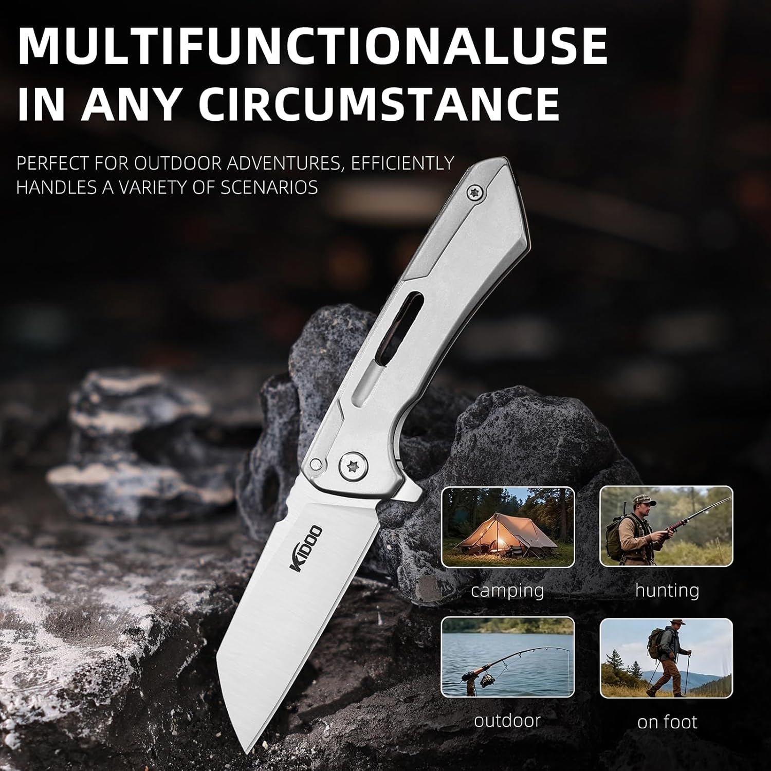 KIDOO Folding Pocket Knife For Men Tactical EDC Knife 2.55" 3cr13 Stainless Steel and Handle with Clip Mens Work Pocket Knife Pocket Knives & Folding Knives