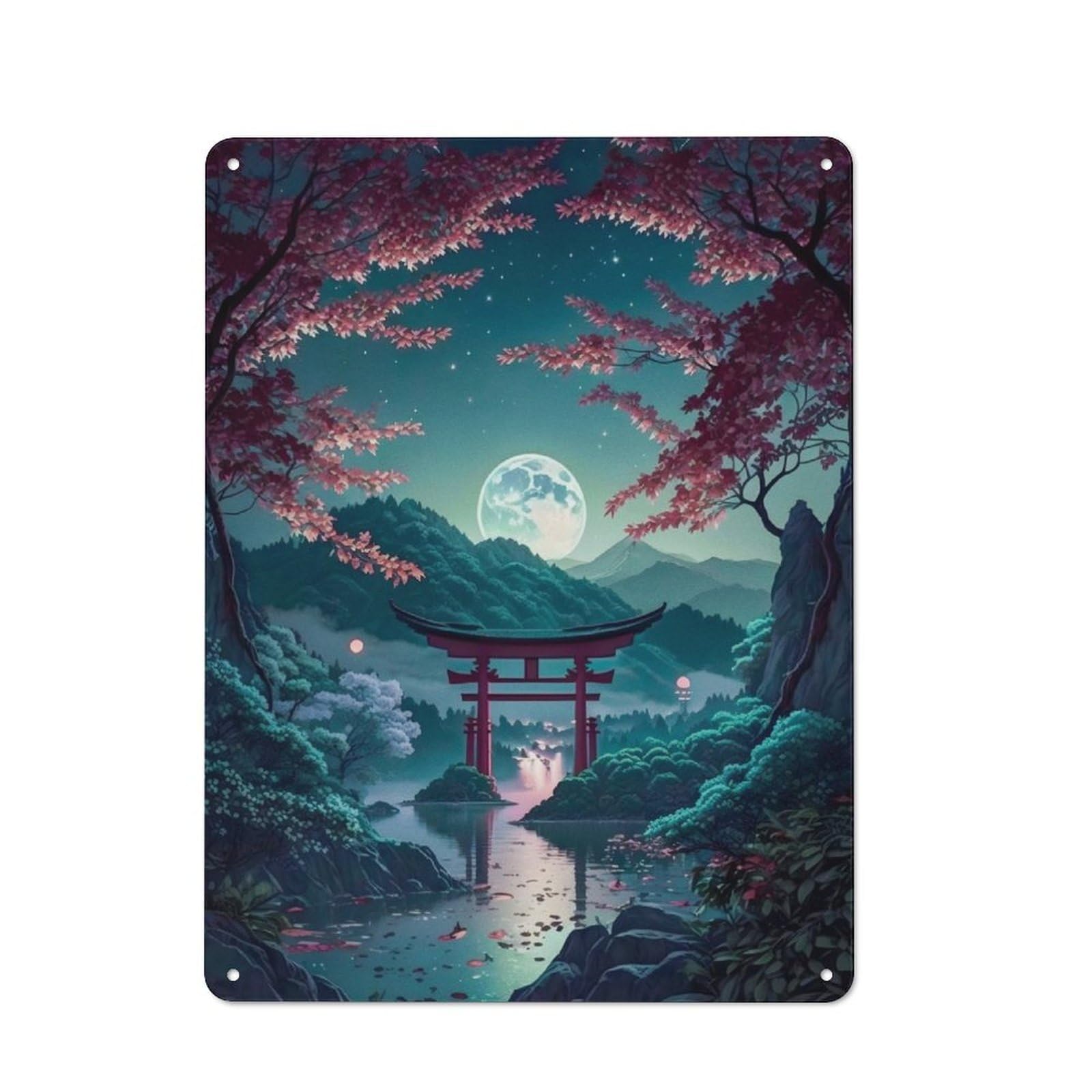 Junmoney Red Cherry Blossoms Leak Vintage Tin Sign 40X30cm With For Guest Room Or Hallway, Suited To Wall Displays In Guest Rooms And Hallways