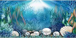 AWERT Vinil 182 x 45 cm Fundo de aquário do mundo subaquático plantas aquáticas fundo de aquário coral pérolas fundo de aquário tropical