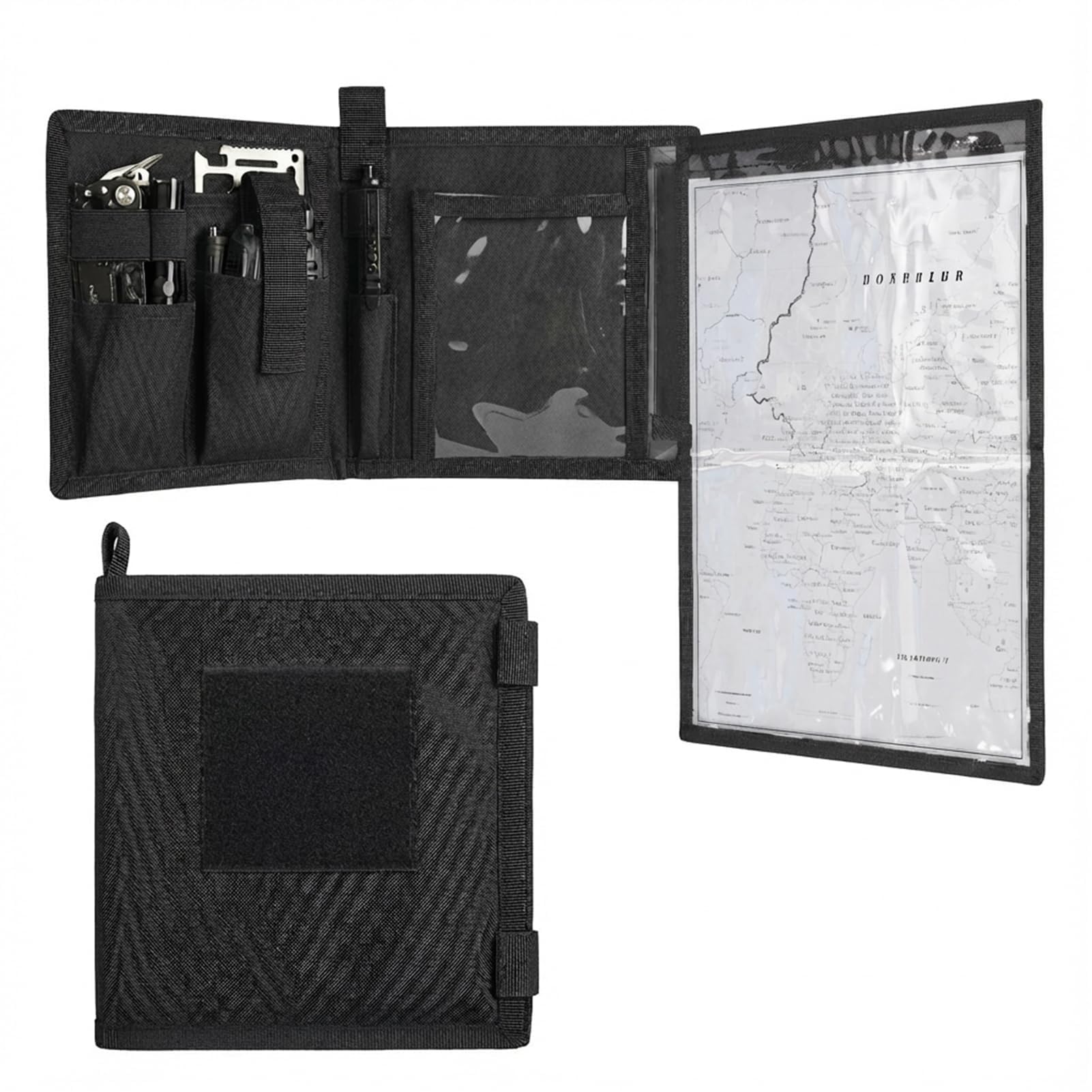KOSIBATE Map Case, Military Map Protector, Water-Resistant Map Pouch Holder for Outdoors or Hiking(Black)