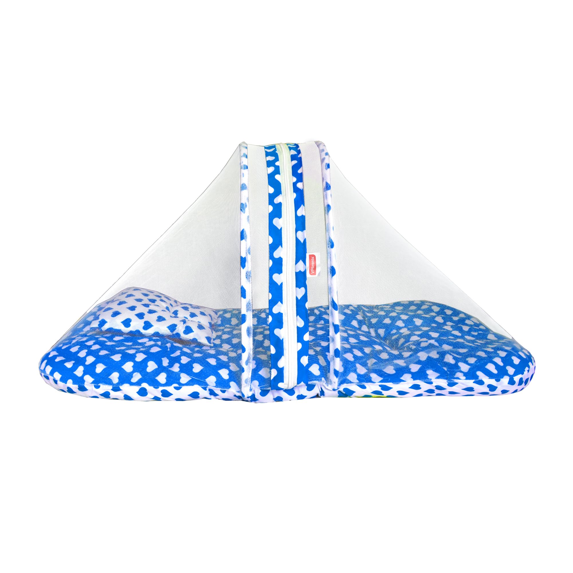 VParents Baby Bedding Set with Mosquito net and Pillow Cotton, 0-6 Months Rosy (Blue) 110465