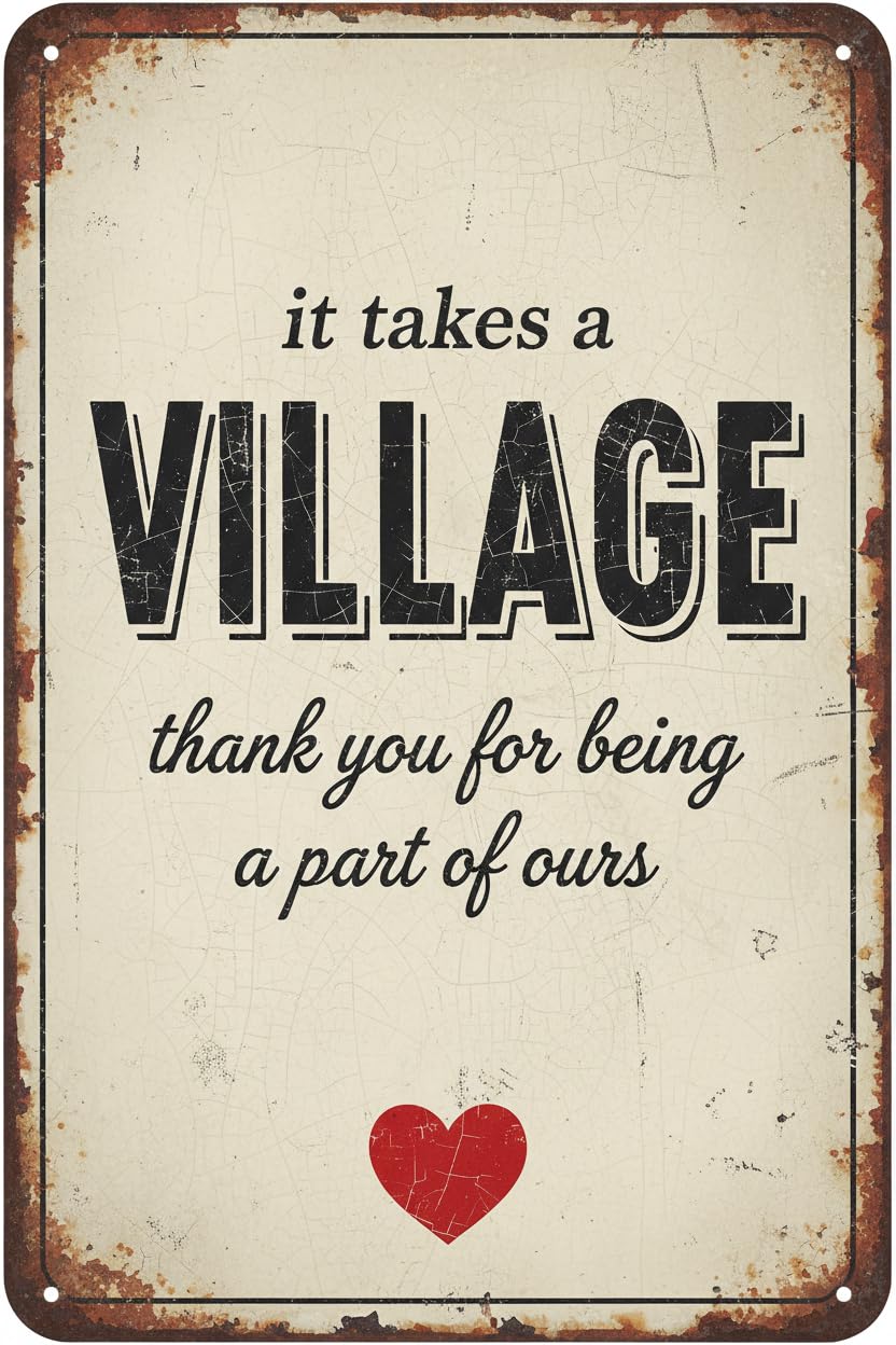 It Takes A Village Thank You Wood Plaque Desk Sign, 8x12 Inch