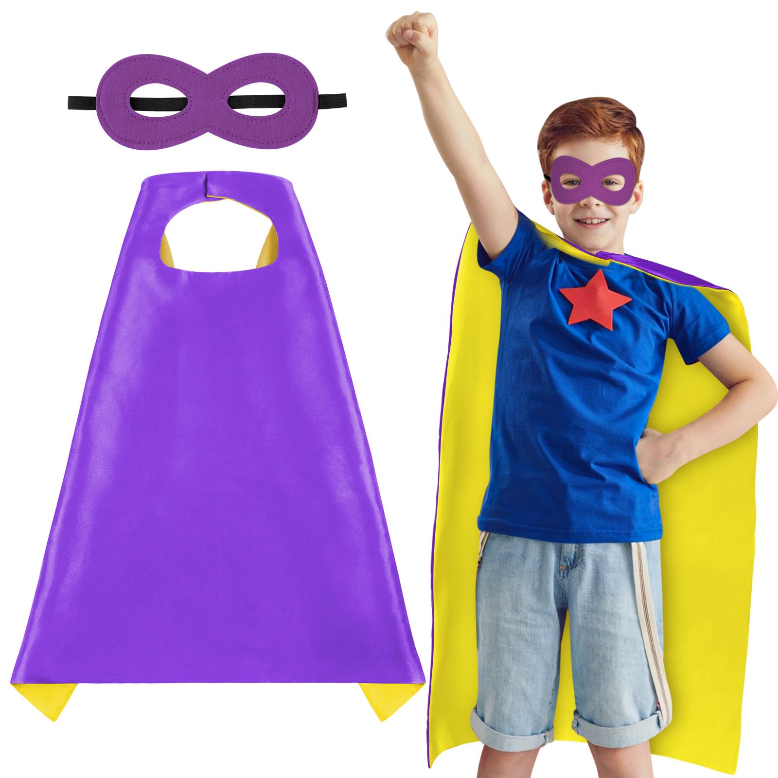 AUYAO Kids Reversible Cape Mask Set 2PCS Costume Cloak for Halloween Party — image 1