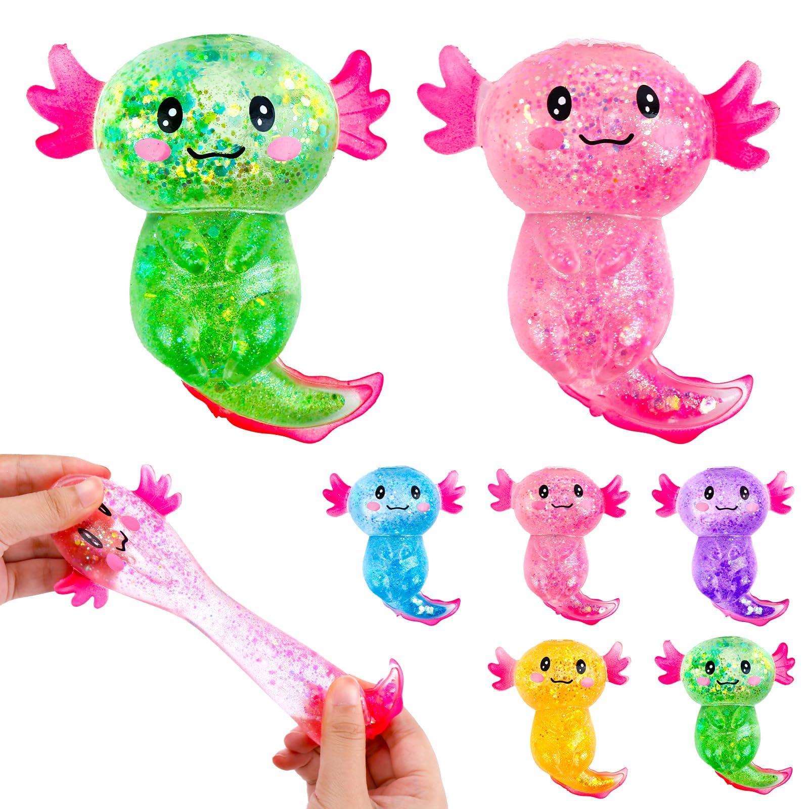 2PCS Axolotl Squishy, Squishy for Axolotl Soft Squeeze Toys for Stress Relief Color Premium Material Improving Focus Ball for Classrooms Fun Gift for Kids Boys Girls Party Birthday Fidget Toys Gift