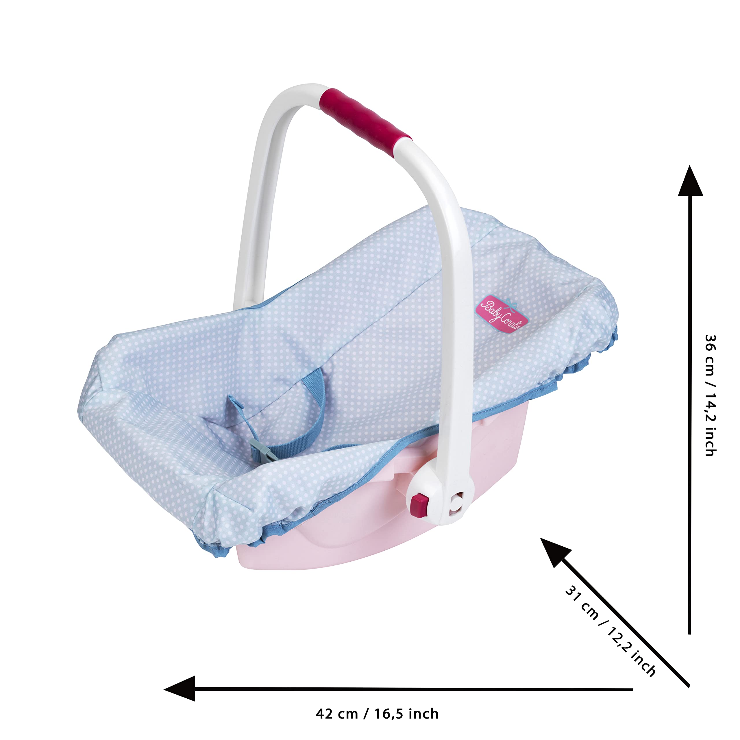 Theo Klein 1669 Baby Coralie ovetto Porta Bambole, per Bambole con Dimensioni Fino a 45 cm, Dimensioni- 42 cm x 31 cm x 36 cm, Giocattolo per Bambini a Partire da 3 Anni