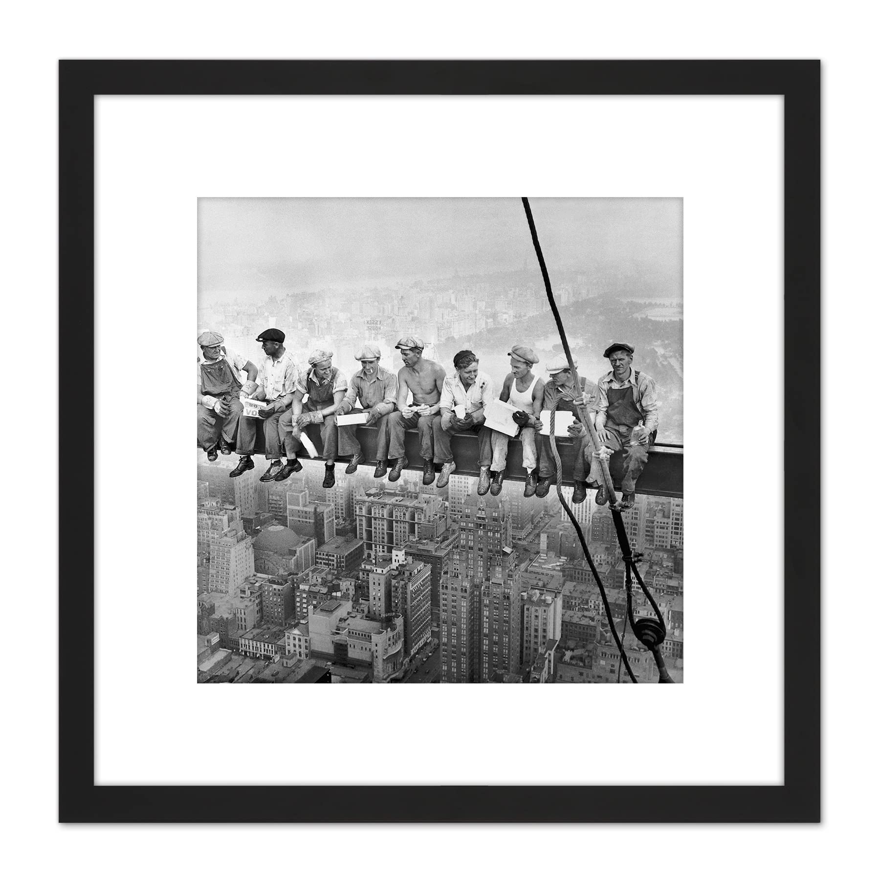 Lunch Atop A Skyscraper New York 1932 Photo - Wooden Framed Wall Art Print Picture - 8x8 Inch
