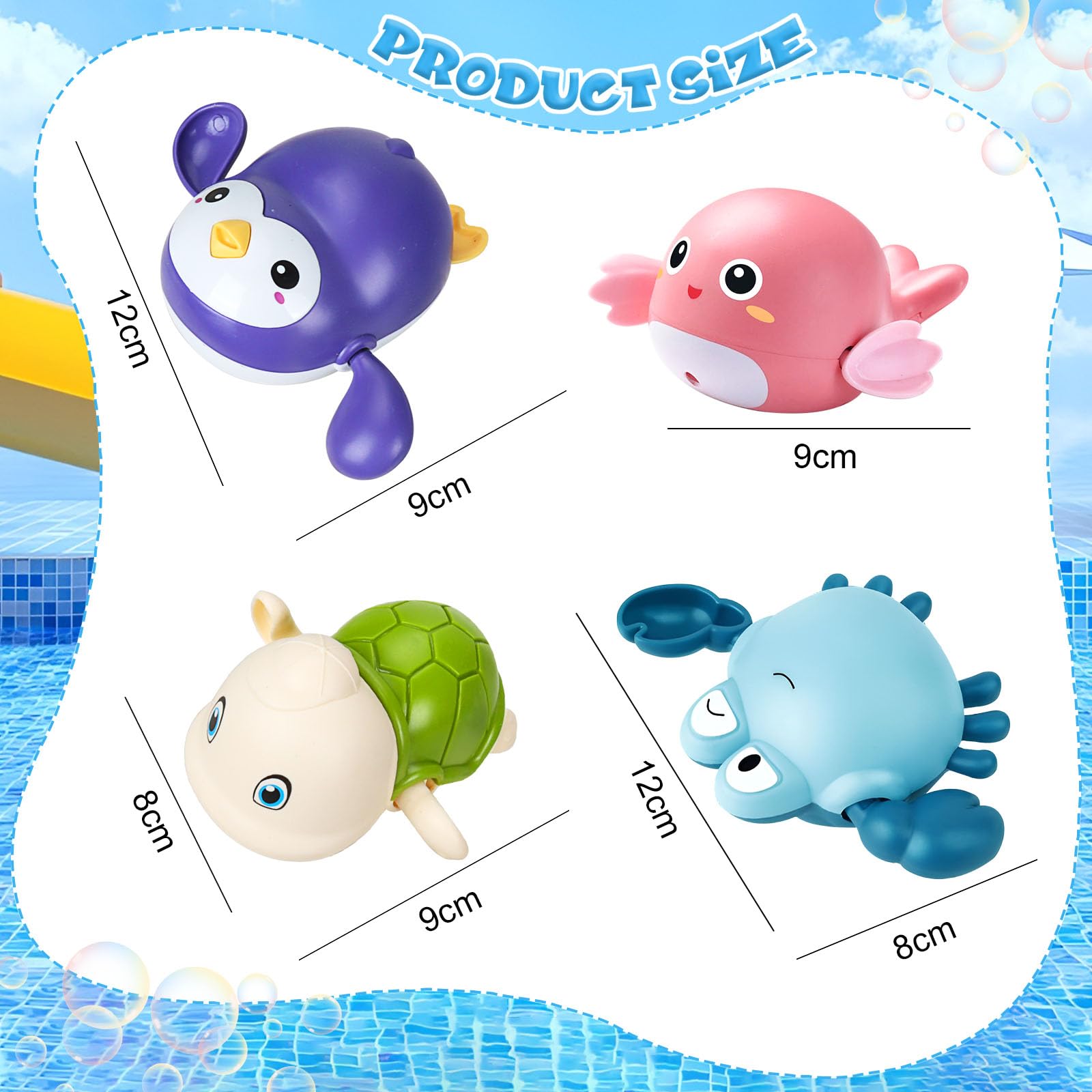 4 Pezzi Giochi Bagnetto Neonato, Animali Giocattolo per Bambino, Bagno per Bambini Giocattoli, Adatto da 1 a 4 Anni, Bambini Giochi da Bagnetto, Giochi da Bagno Galleggianti