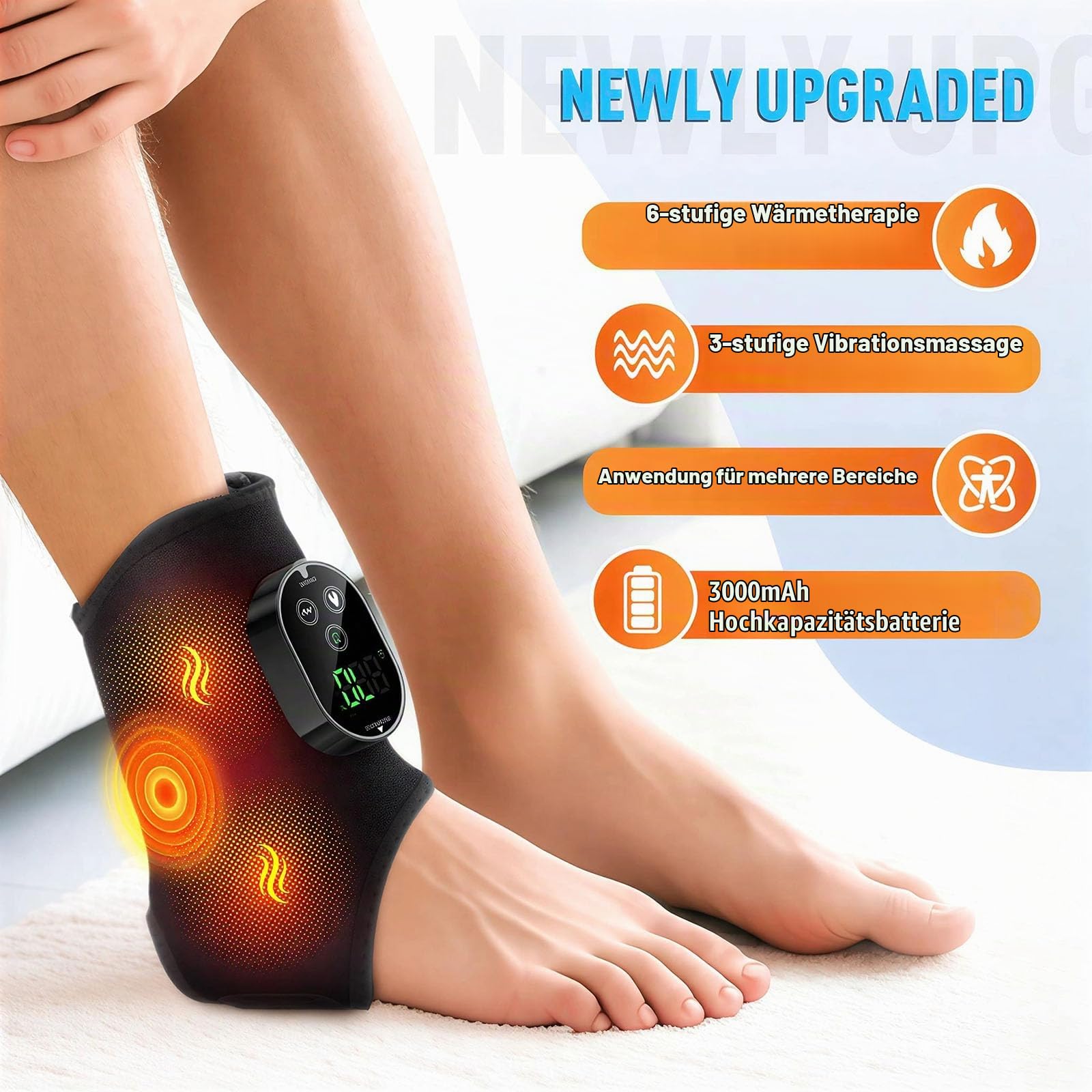 Kabelloses Fußmassagegerät bei Neuropathie, 6 Wärme & 3 Vibrationsstufen