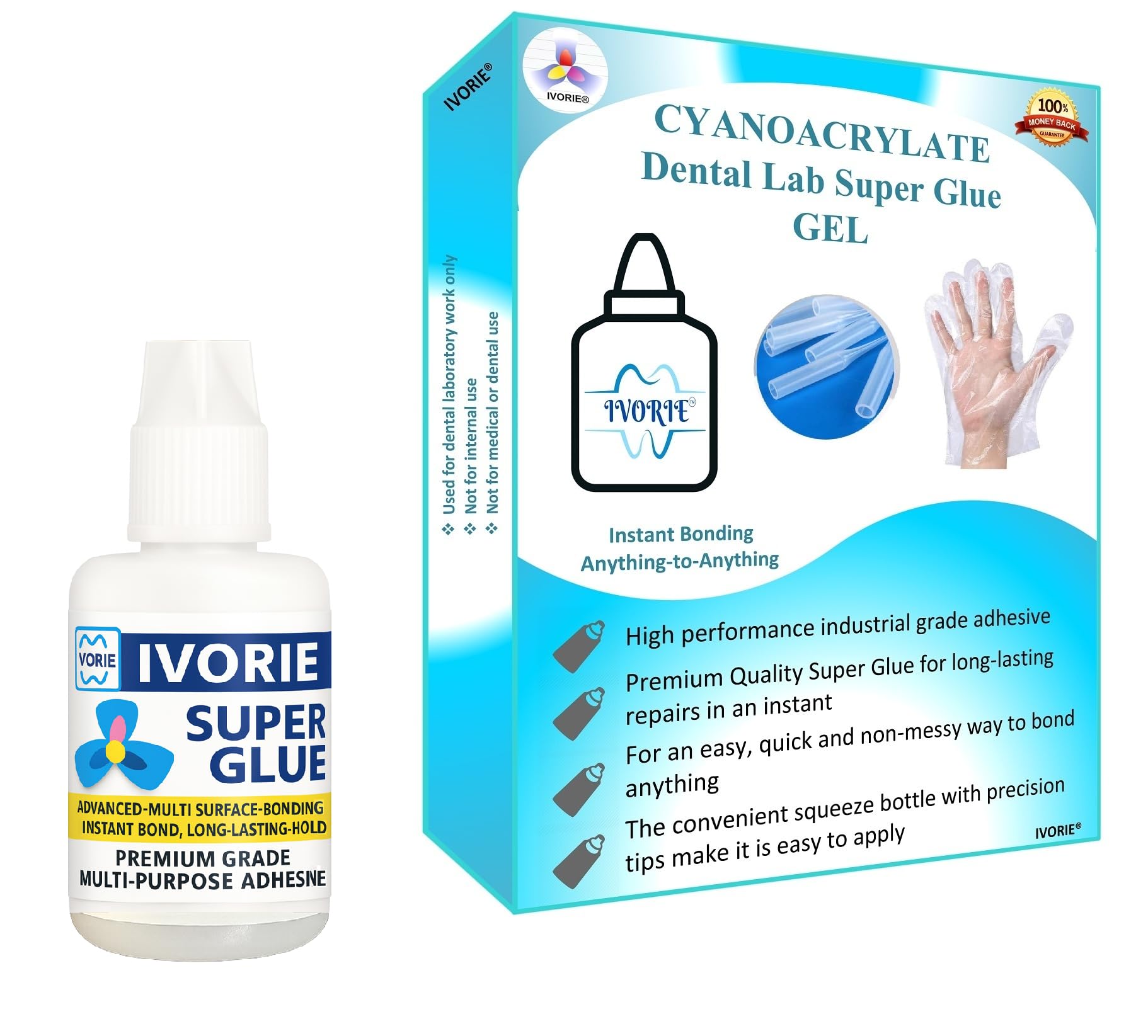 Dental Lab Super Glue Adhesive Instant Bonding - Gel (1oz)