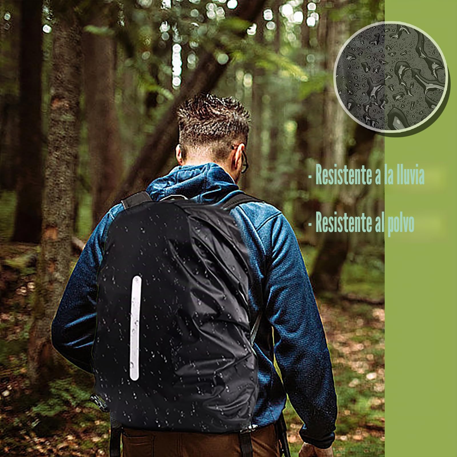 2 Piezas 30-40L Funda Impermeable para Mochila Cubre, Protector Mochila Lluvia, Reflectante, Antirrobo, para Senderismo, Ciclismo, Escalada Y 2 Bolsas Negras