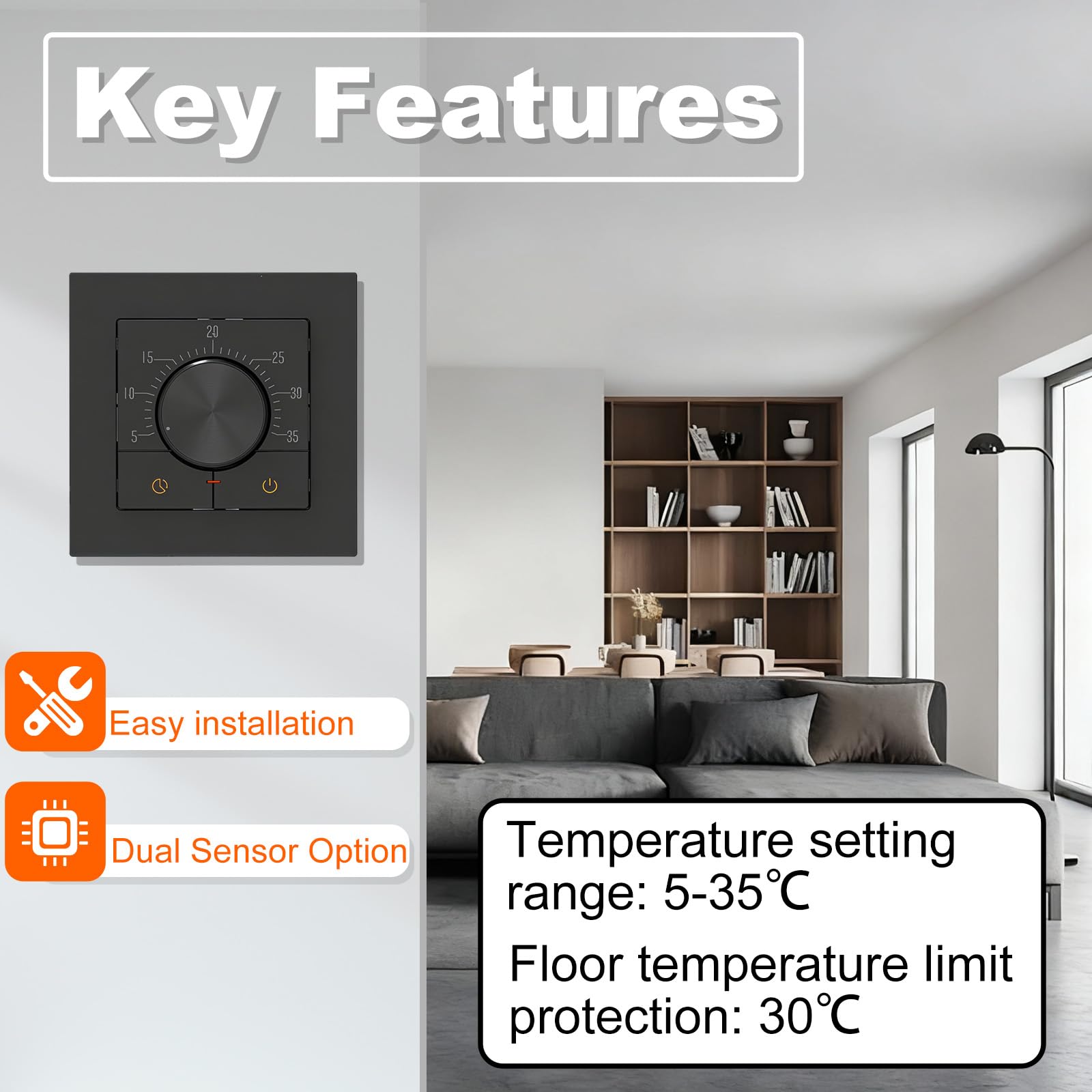 HEATIT Thermostat ET-29, noir