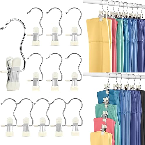 Organizador de armario y clips de almacenamiento, paquete de 20 unidades, organizador de leggings para armario, pantalones de yoga, ganchos
