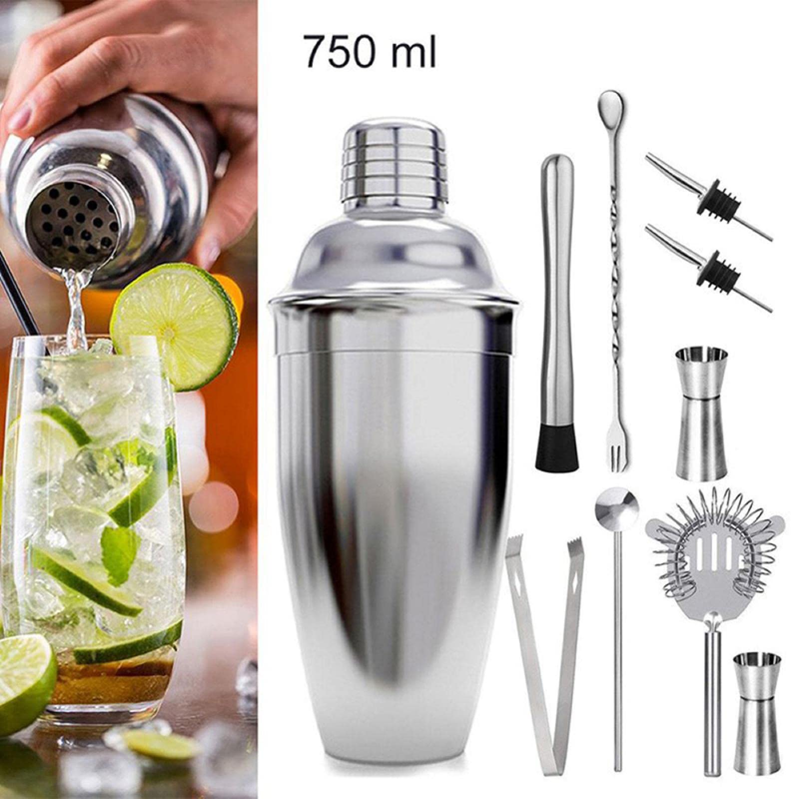 Genérico Set De Coctelería De Acero Inoxidable, 750 Ml con Base, Utensilios para Mezclar Cócteles, Ahorra Tiempo Y Es A Prueba De Fugas, Ideal para Guardar En Casa O En Fiestas