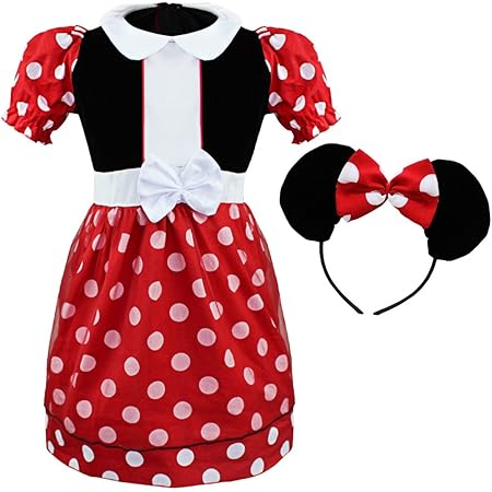 Amazon Co Jp アゴキー Agoky クリスマス ハロウィン コスチューム 衣装 仮装 子供ドレス ベビードレス カチューシャ 2点セット ミニーマウス ミッキーマウス コスプレ 服 可愛い レッド S 2歳 ベビー マタニティ