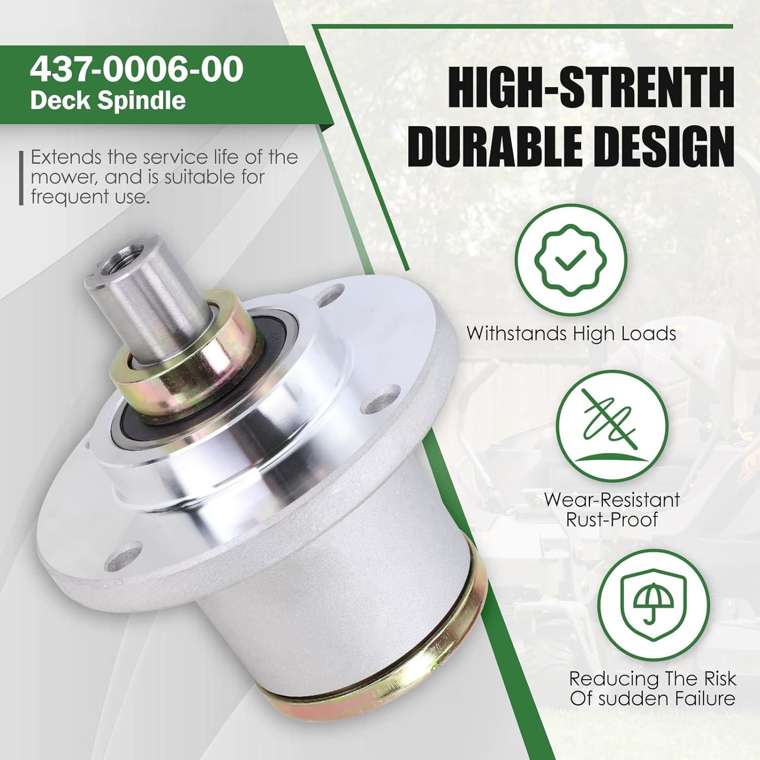 437-0006-00 Mower Deck Spindle Assembly Fit for Spartan Mowers 2017-2022 RZ, 2019 RZ Tuff Torq, 2019-2022 RZ Pro, 2020-2022 RZ HD Replace 437000600