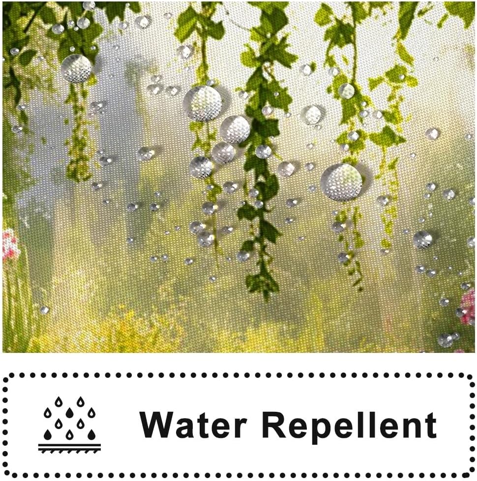 Enchanted Forest Shower Curtain, Nature Green Botanical Shower Curtains with Hooks Spring Floral and Leaves Waterproof Bathroom Decor, 72x78 inch
