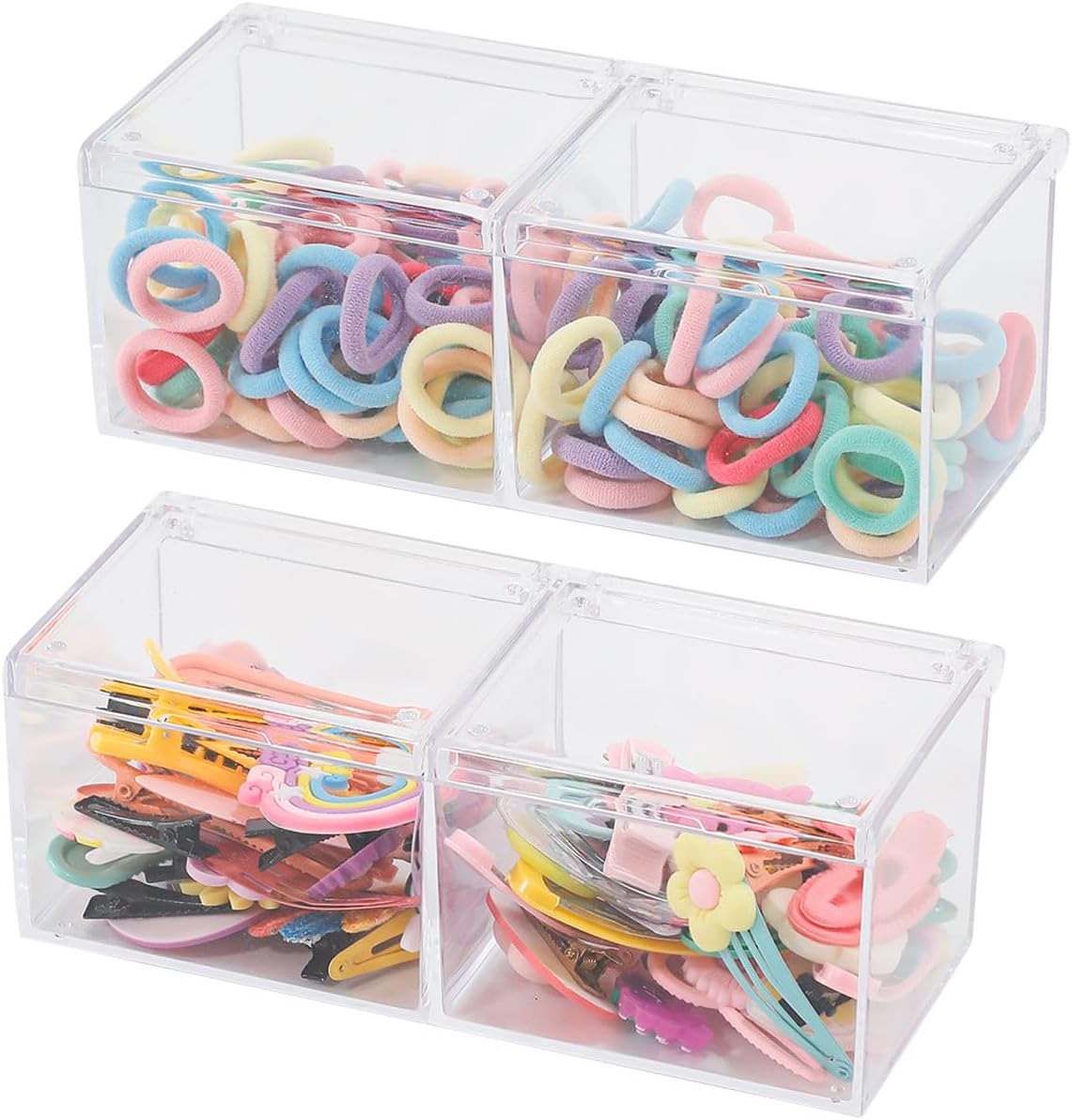 2 Pack Bathroom Container with Divider, Clear, Plastic