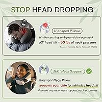 Vista 2 de Almohada suave para el cuello de bambú con espuma viscoelástica de carbón de bambú para dormir en avión con soporte de barbilla de 360°, diseño sin